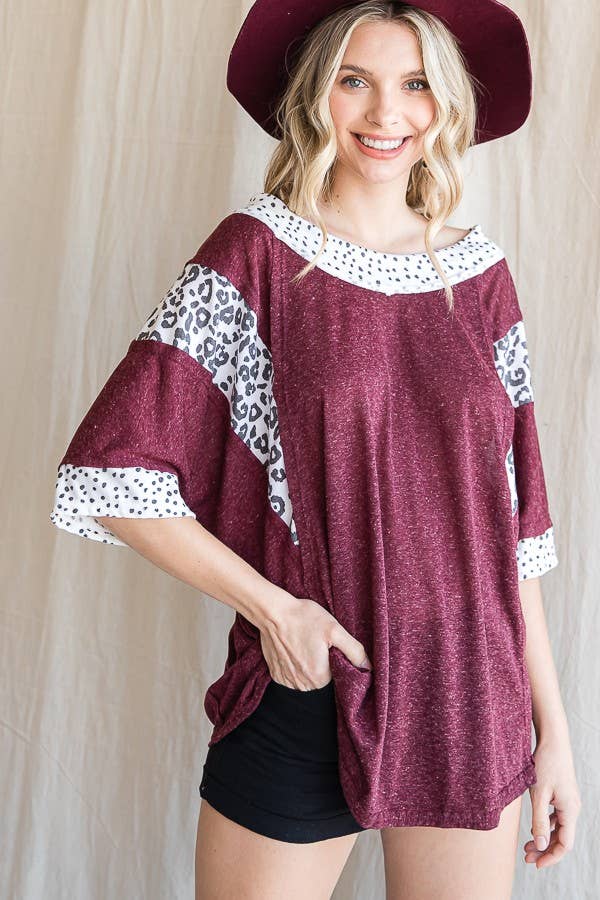 JADE BY JANE - Wholesale Tunic - Women's - ANIMAL PRINT TRIM BOAT NECK TUNIC13