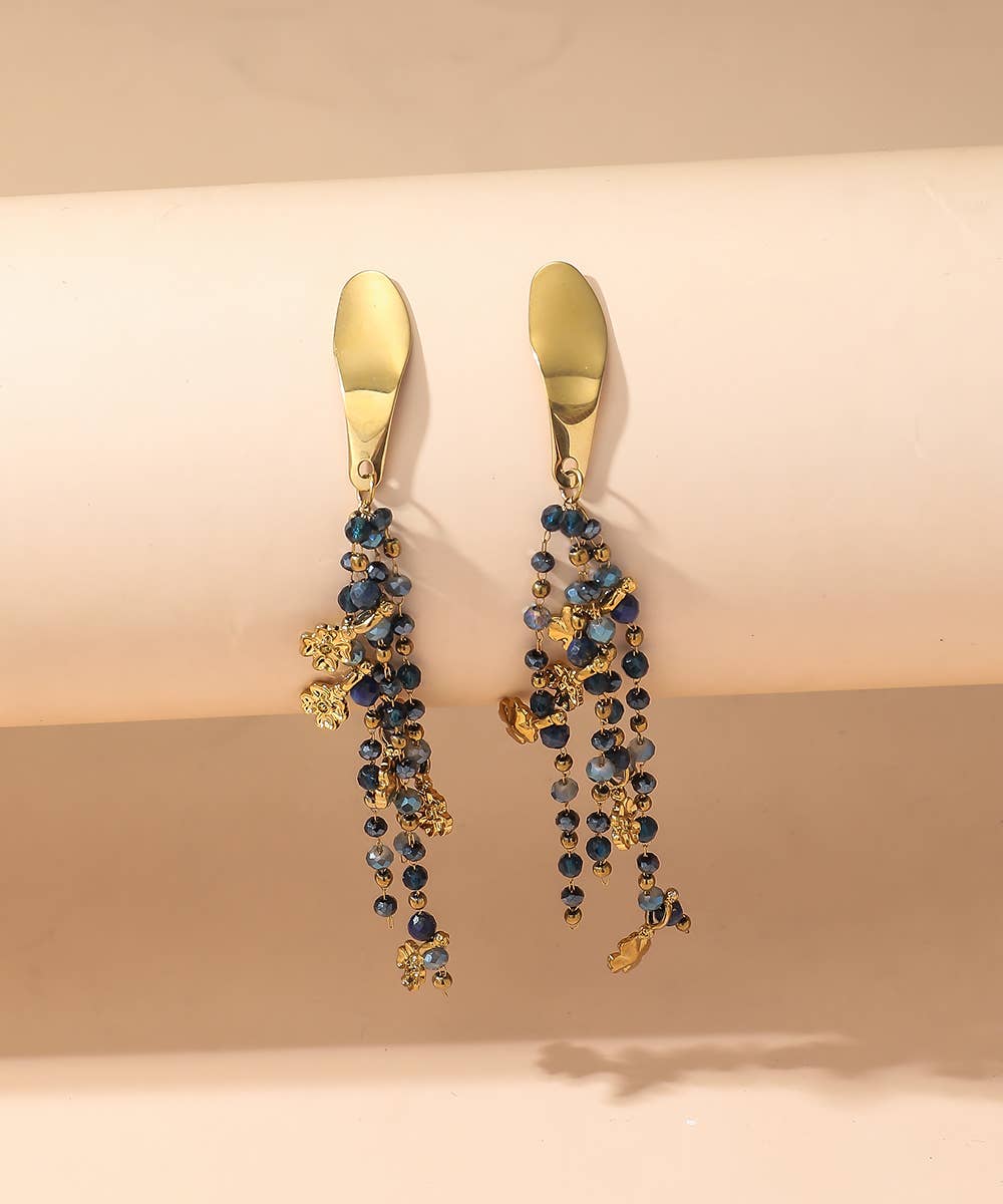 Blossom bijoux – Brincos de argola por atacado – Brincos de pino em aço inoxidável com contas de cristal Blossom bijoux5