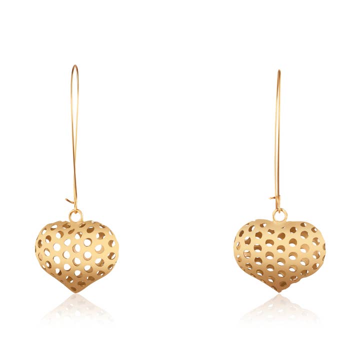 WANDA- Long heart plated earring for wholesale by Niv Jewelry