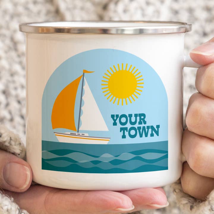 Tasse personnalisée City Camp - Sailboat View pour la vente par Rock Scissor Paper