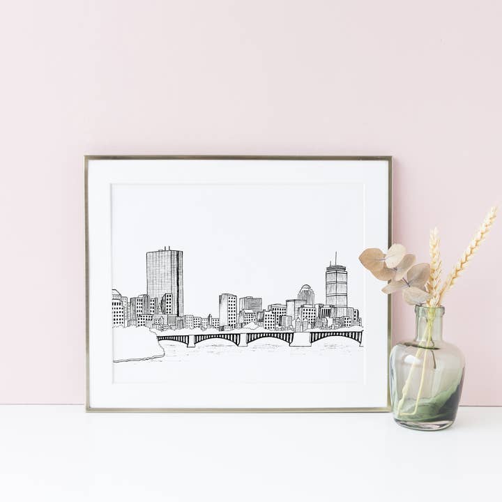 Impression d'art Boston Skyline pour la vente par Pineapple Street Designs