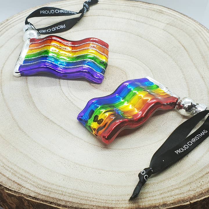 Proud Christmas - Wholesale Ornament - The rainbow flag with glitter2