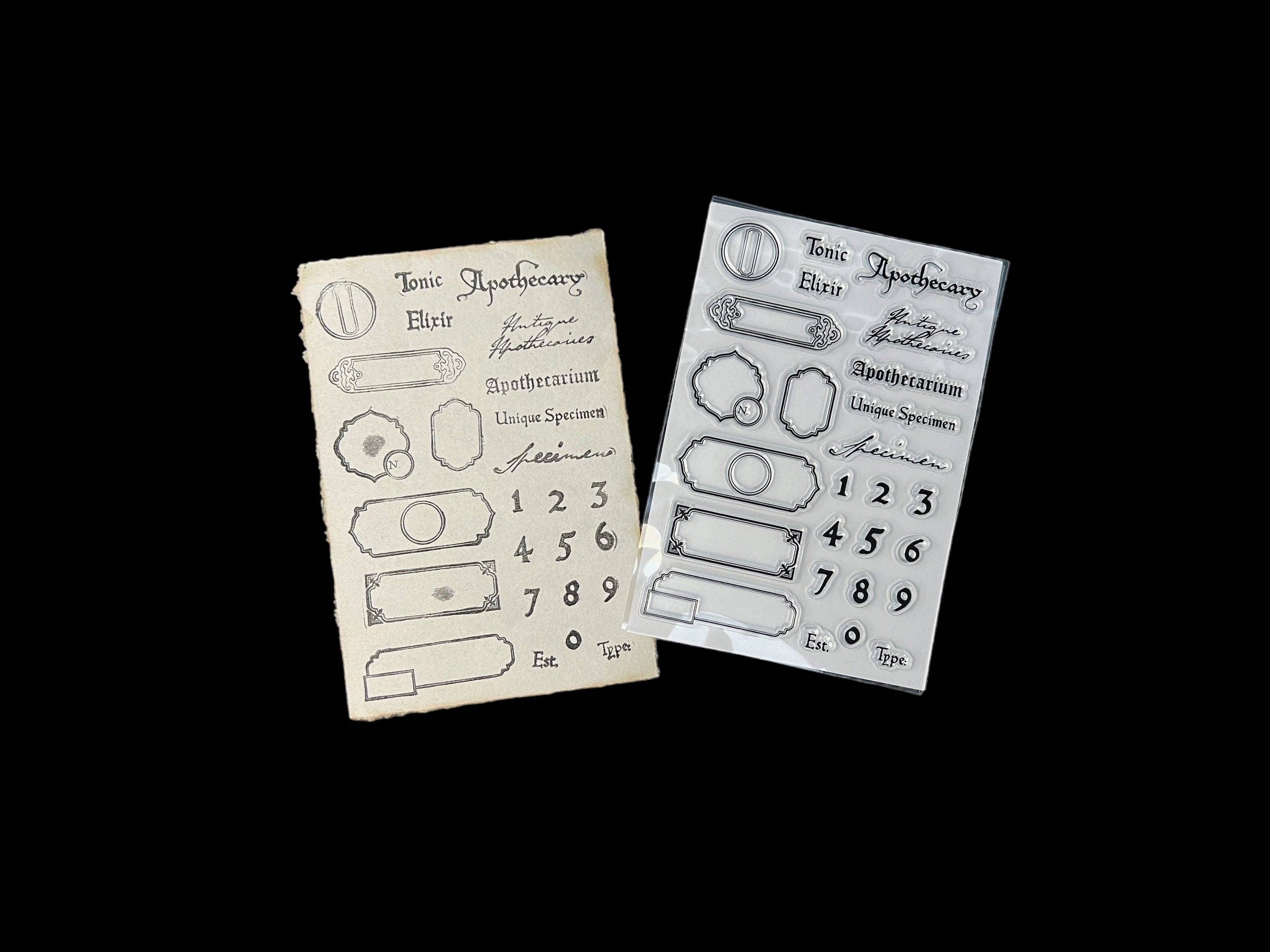 CoraCreaCrafts – Engroshandel Gummistempel/pyntestempel – Apotekeretiketter Klar stempel1