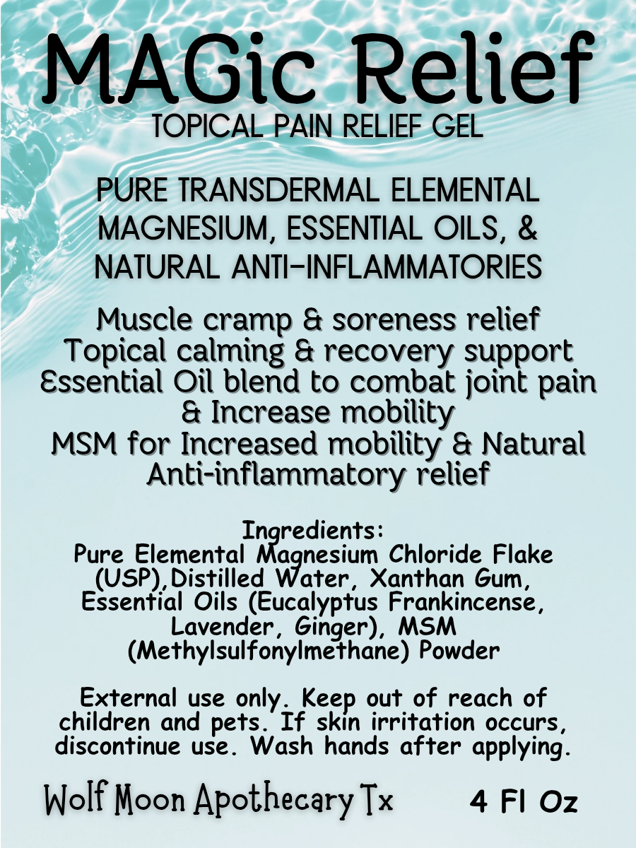 Wolf Moon Apothecary Tx - Wholesale Pain Relief Spray/Cream - MAGic Relief Magnesium+ MSM | Natural Pain Relief Gel5