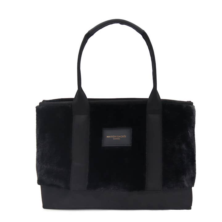 Bolso de hombro grande Miramar Teddy negro para venta al por mayor de Maison Sacrée