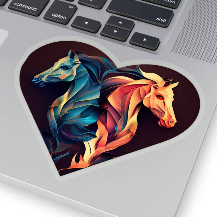 Waterproof Vinyl Sticker - Loving Horses In A Heart Sticker for wholesale by Smartstead Homestead