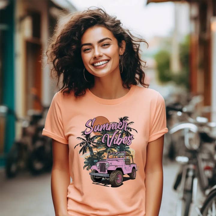 Summer Vibes Jeep Graphic Tee for wholesale by Talking Too Loud Apparel