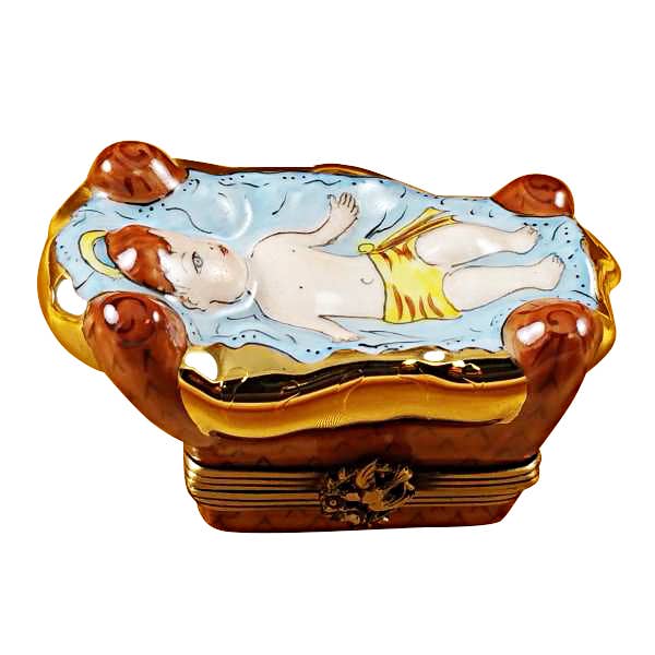 Rochard - Venta al por mayor Cajas decorativas - Caja francesa de porcelana pintada a mano con el bebé Jesús Limoges
