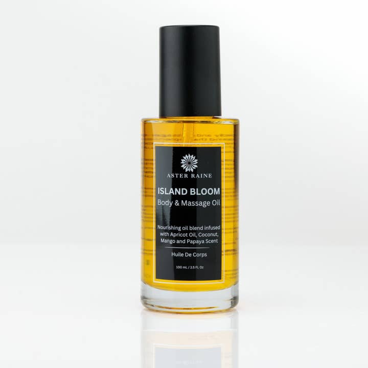 Island Bloom Body & Massage Oil - Slightly Scented with Mango, Coconut & Papaya for wholesale by Aster Raine