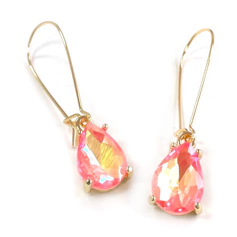 StarryNYC - Wholesale Dangle Earrings - Midi Size Teardrop 5A Grade Glass Drop Kidney Wire Earrings31