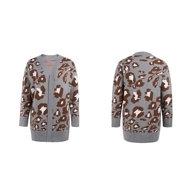 OceanusSwim – Cardigan - Mulher por atacado – Camisola Malha Comprida Leopardo Print Casaco6