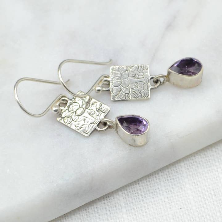 Tibetan Lotus Silver Earrings for wholesale by Didi Bahini Fair Trade