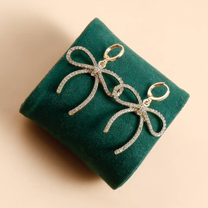 Cute Bow Diamond Studded Silver Earrings Unique & Elegant for wholesale by Gemscape UK