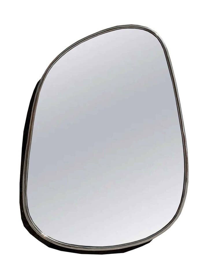 Asymmetrical Silver Brass Wall Mirrors for wholesale by Palmeraies