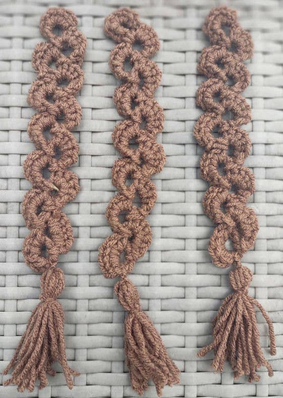 Clover Garden Crafts - Wholesale Bookmark - Rustic Boho Crochet Tassel Bookmarks in Neutral Brown Tones2