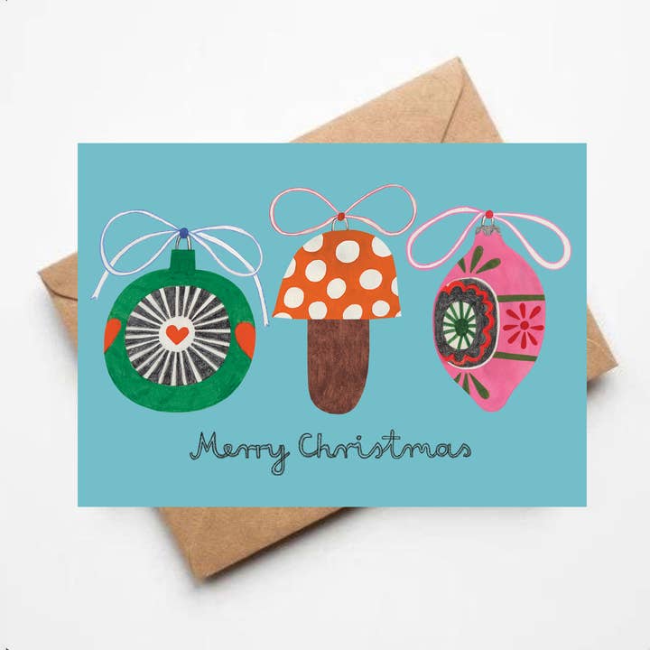 CHRISTMAS baubles card for wholesale by Daria Solak Illustrations