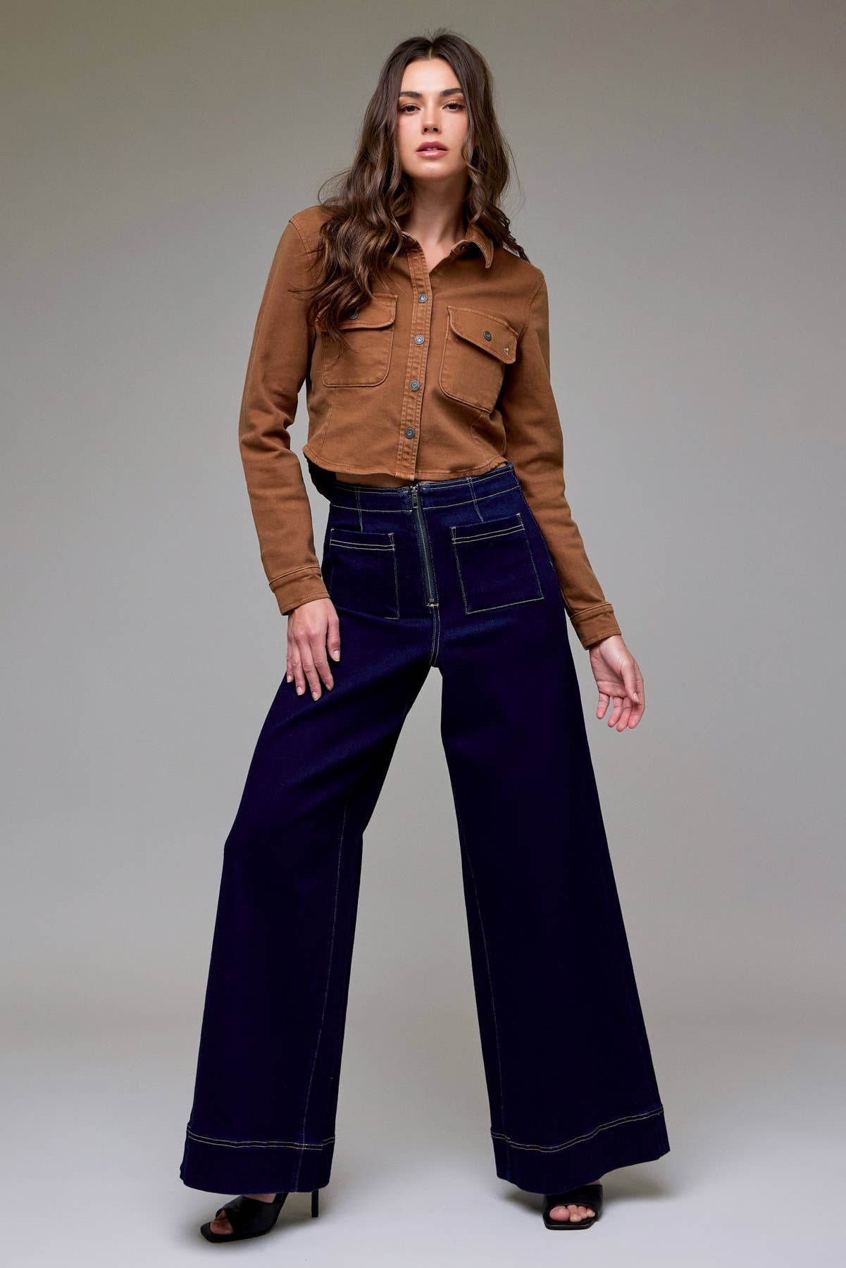 Hidden Jeans - Wholesale Jeans - Women's - Rinse Wash Fashion Patch Pocket Super Wide Leg1