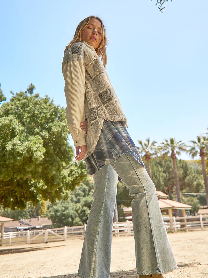 60313 Pelzjacke mit Karomuster für den Großhandel von Mystree