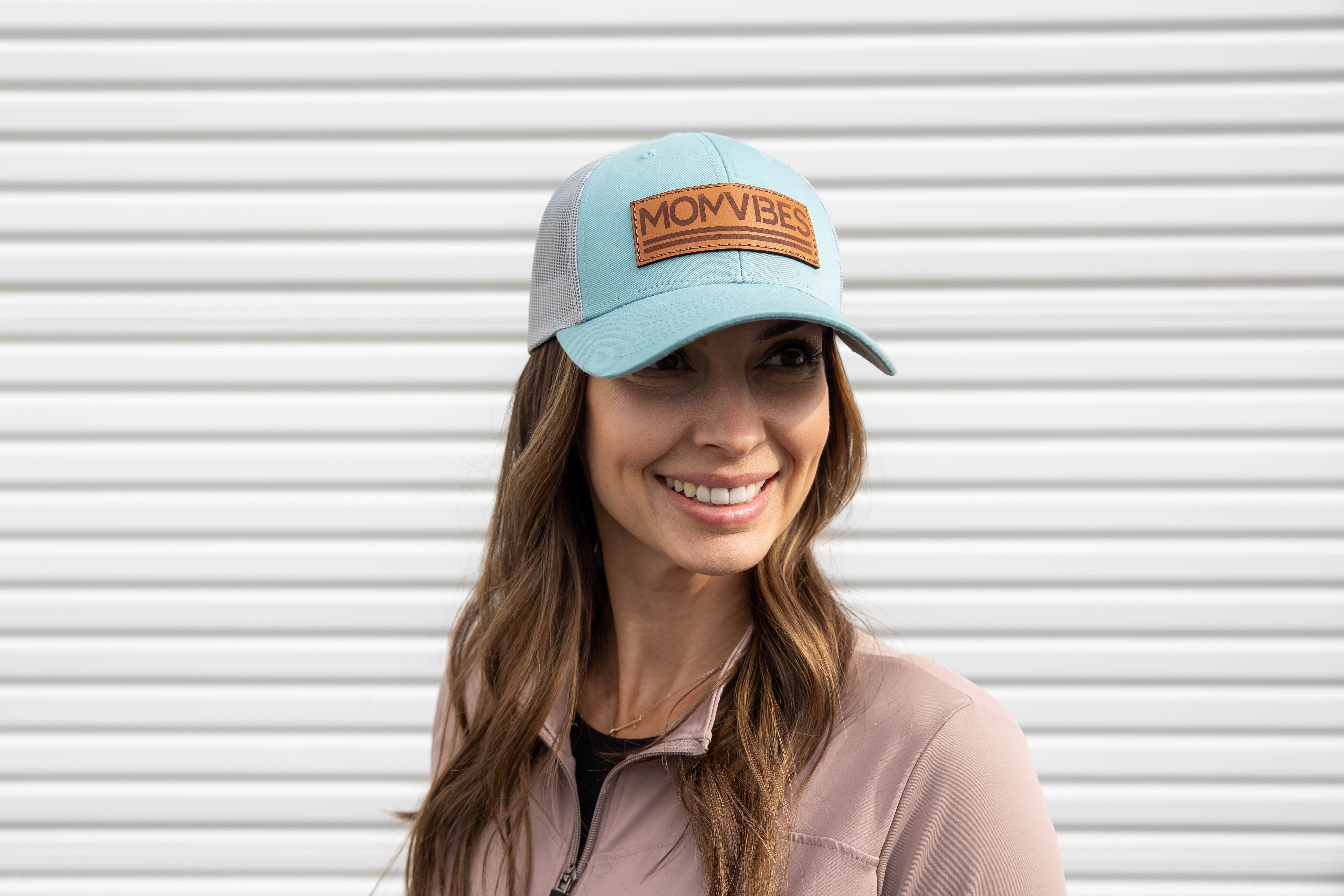 Dadbod Apparel - Wholesale Trucker Hat - Women's - MomVibes - Curved Bill Trucker Snapback (Smoke Blue)0