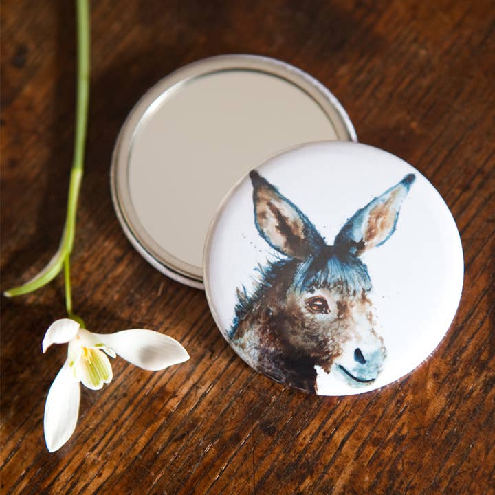 Inky Donkey Pocket Compact Mirror for wholesale by Kate Moby