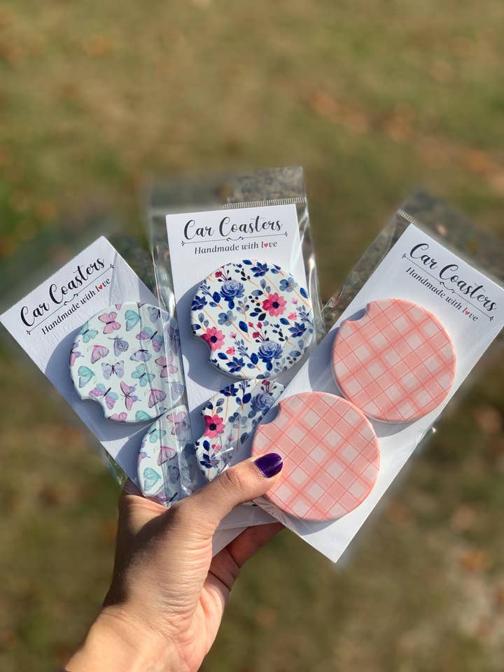 Personalized Fun Ceramic Car Coasters - Set of 2 for wholesale by The E Tribe Co.