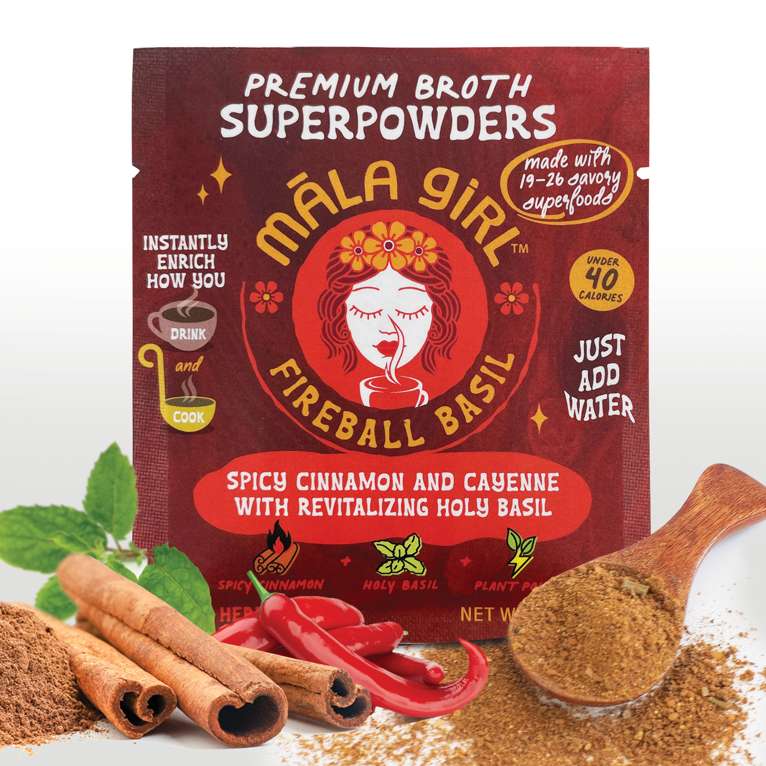 māla girl - Wholesale Soup - Superfood Instant Broth Powder w/ Spicy Cinnamon+Holy Basil1