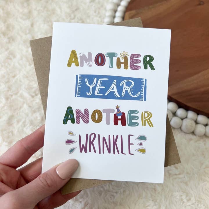 "Another Year Another Wrinkle" Birthday Card for wholesale by Big Moods