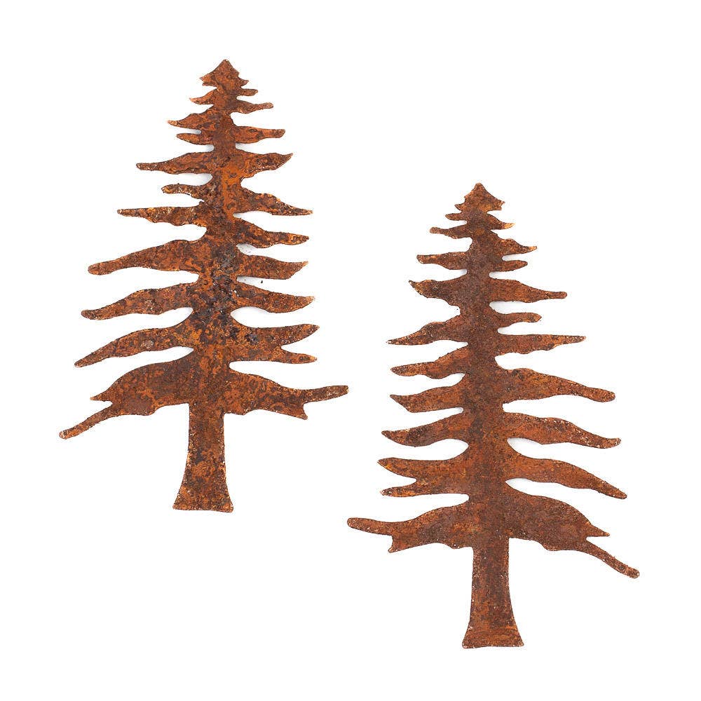 Factory Direct Craft - Wholesale Cutouts - 4-1/8" Rusty Tin Pine Tree Cutouts (Package of 2)2