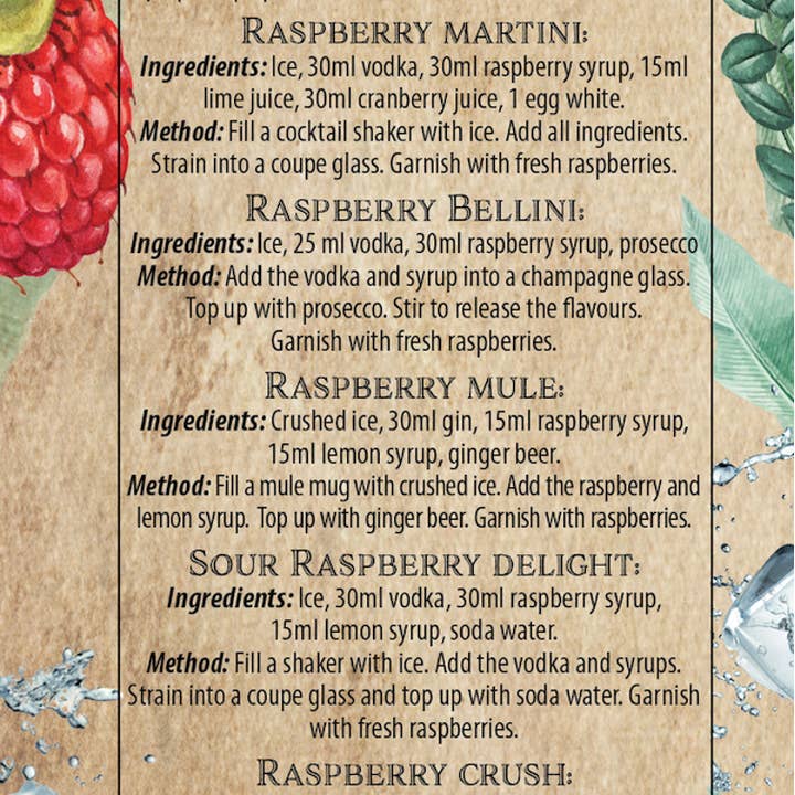 Drink Botanicals Ireland - Wholesale Cocktail Mix/Syrup - Premium Raspberry Cocktail Syrup Puree 500ml - Drink Botanicals Ireland1