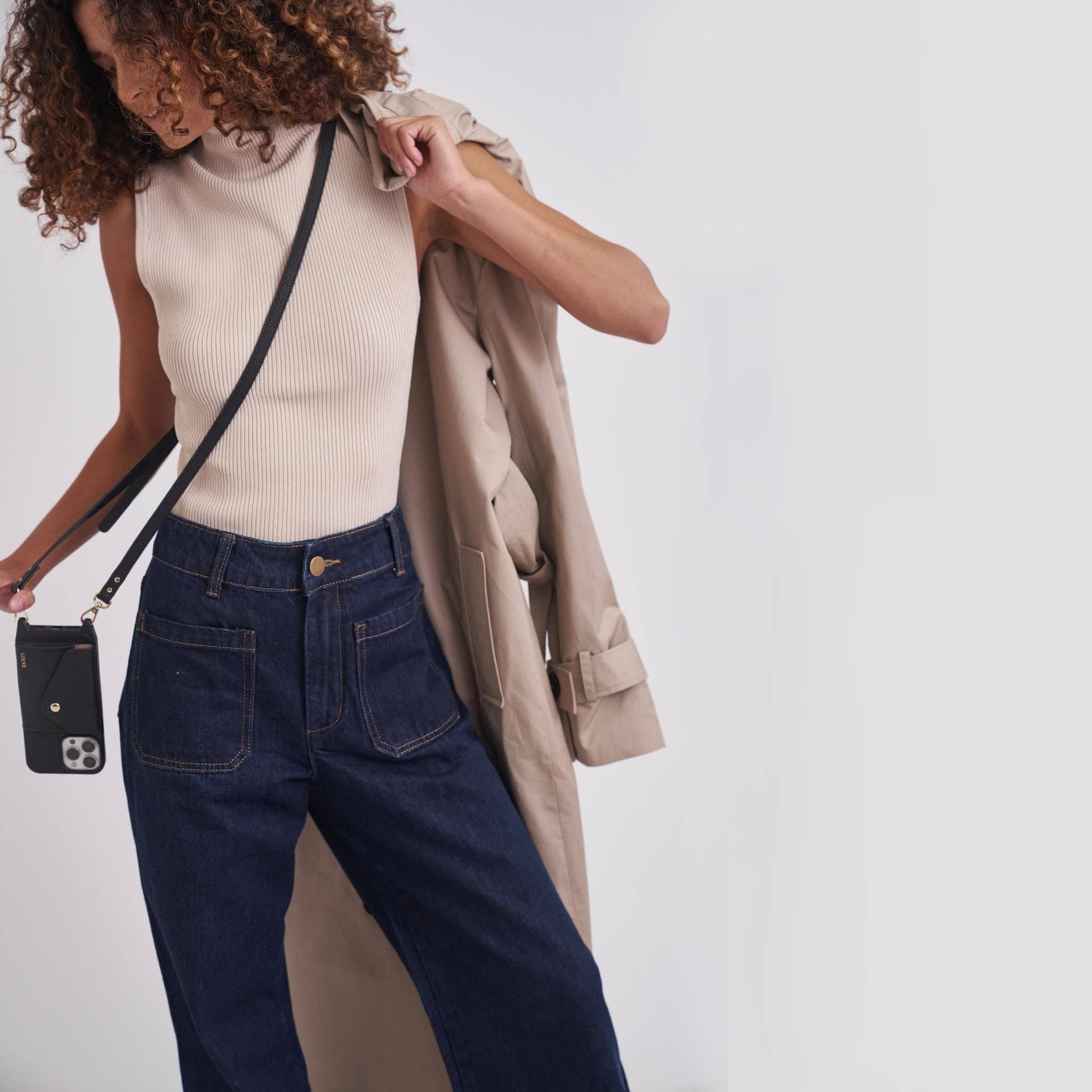 Louve Collection - Wholesale Phone Wallet - Women's - Zoë Black Leather Phone Case Wallet & Matching Strap33