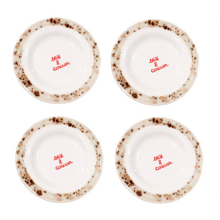 "sex and caviar" Tiny Plates/Collection of Four for wholesale by Caitlin Rounds Antiques