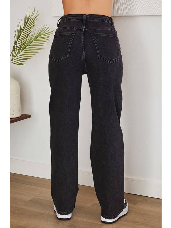 Denim Nero JEANS A VITA ALTA A GAMBA DRITTA (LM06) in vendita all'ingrosso su Faire2