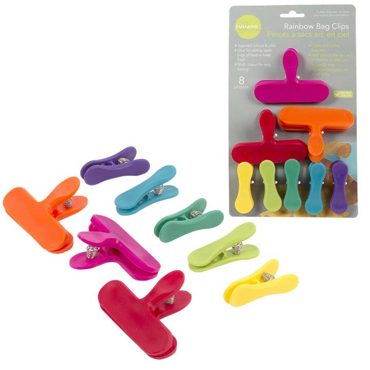 L.G. 8-pc Rainbow Bag Clipst for wholesale by Luciano Gourmet