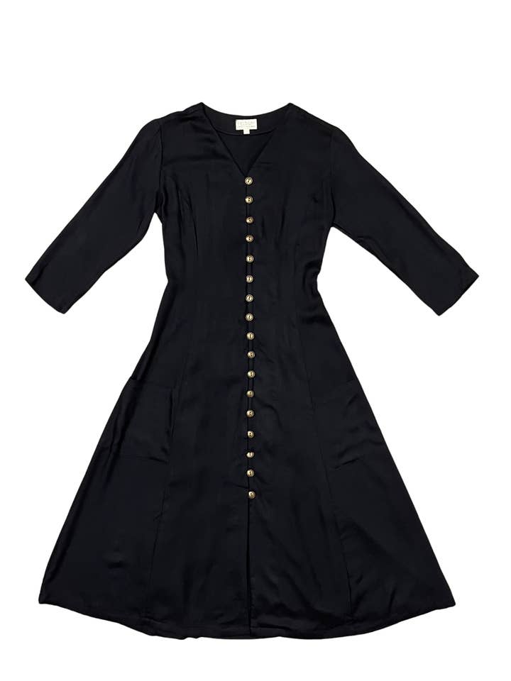 Fiona Dress in Black Challis for wholesale by Field Day