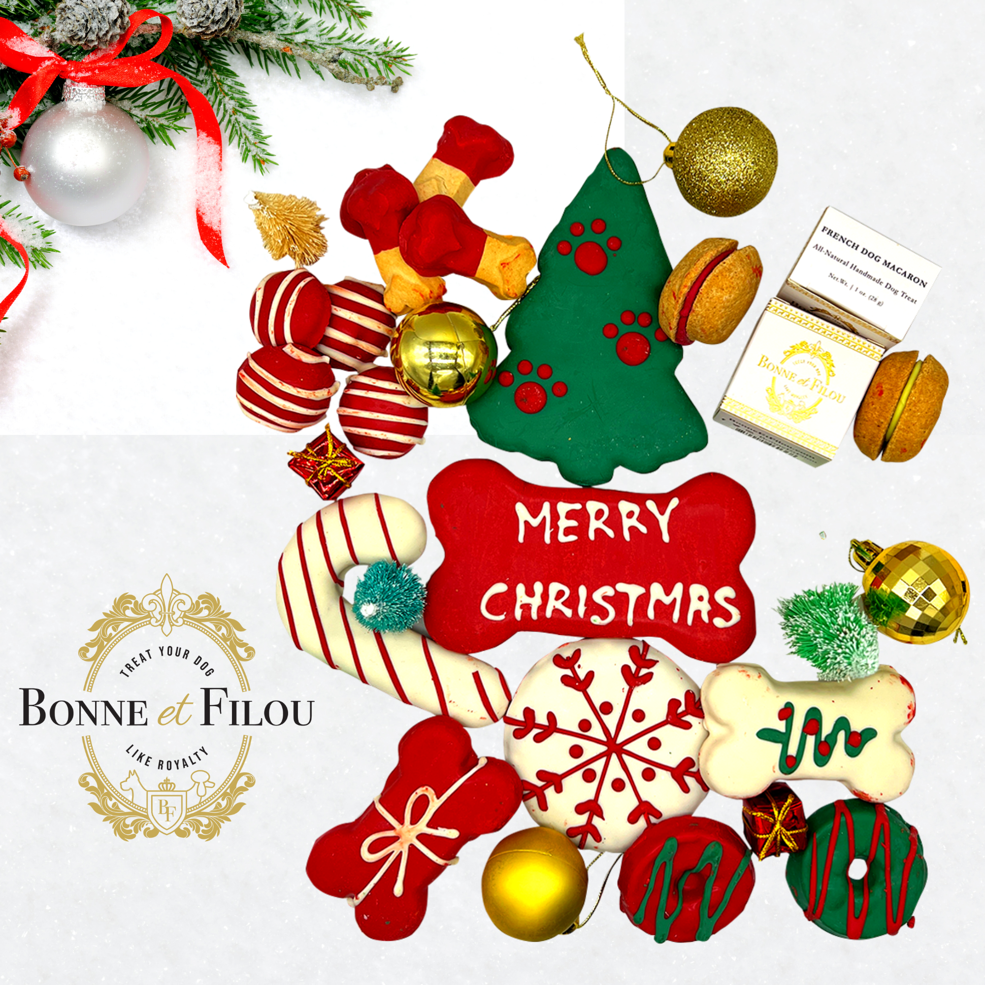 Bonne et Filou - Wholesale Pet Treats - Dog - Christmas Dog Treats Box | Holiday Unique Themed Gift Box5