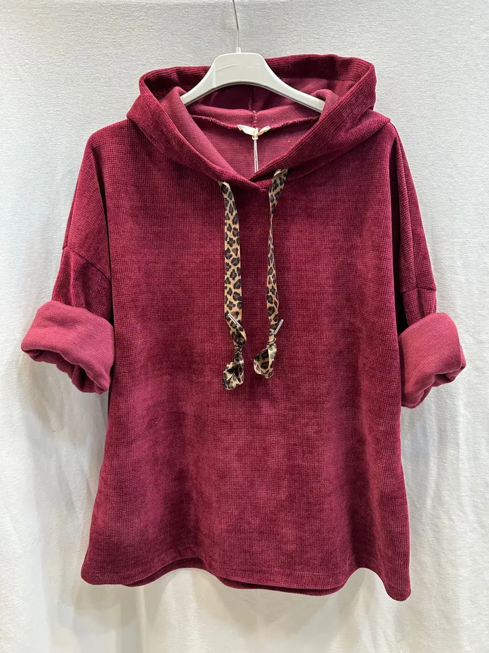 Mimi & Gogo – Engroshandel Sweatshirt - Dame – Velour-sweatshirt med leopard Snøre4