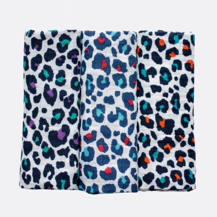 Leopard Print Sensory Muslins - 3 pack for wholesale by Etta Loves USA