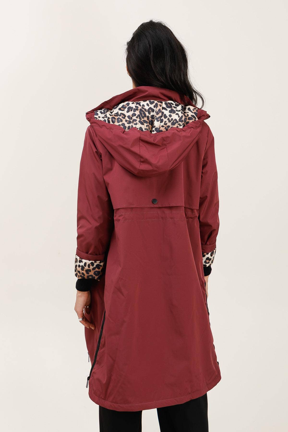 Attrait Paris - Wholesale Windbreaker - Women's - Leopard lined waterproof long jacket12