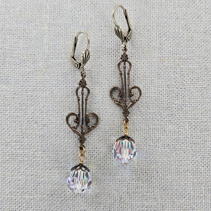 Art Nouveau Glass Dangle Earring 1715 for wholesale by Sadie Green's Jewelry