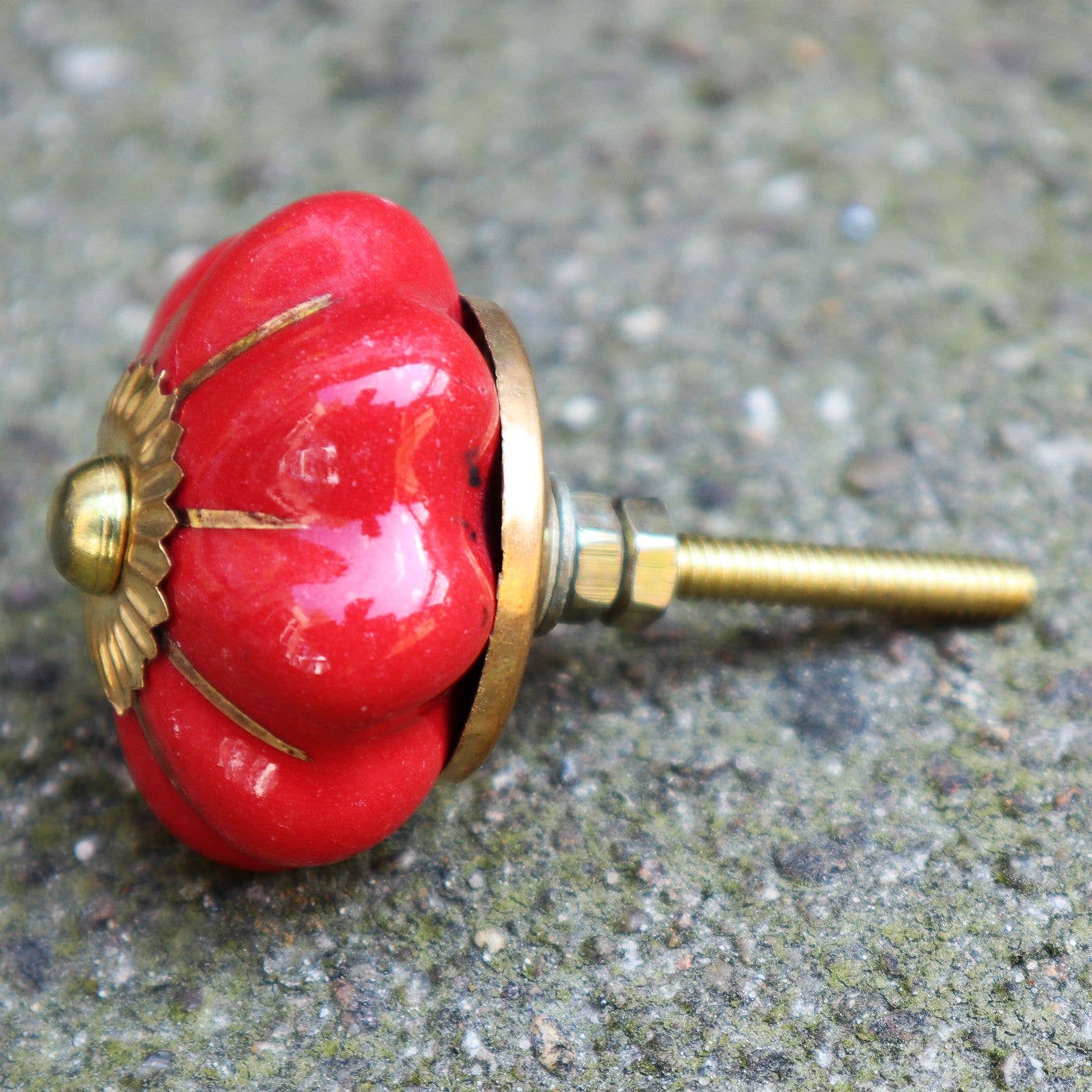 Tribal Trade GmbH – wholesale Knopp/Handtag – Shabby chic rosettmönstrad enfärgad röd keramikknopp för möbler6