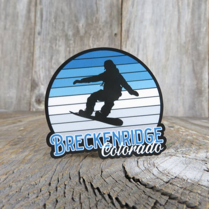 Breckenridge Colorado Sticker Snowboard Blue Retro Sunset Souvenir Winter Sports for wholesale by Kirk's Krafts