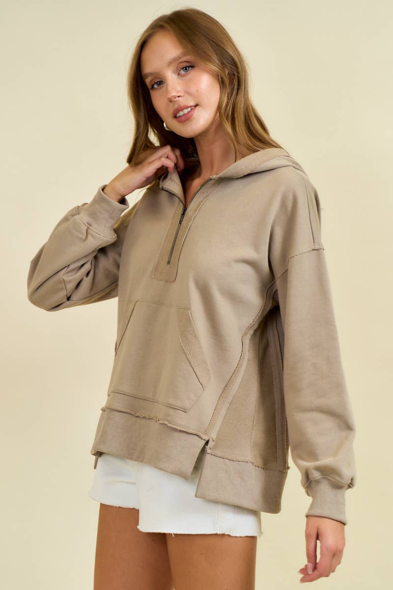 Doe and Rae - Vendita all'ingrosso Felpa con cappuccio - Donna - FELPA CON CAPPUCCIO DETTAGLIO TESSUTO INVERSO - 45160T1