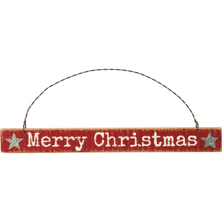Primitives by Kathy - Wholesale Ornament - Merry Christmas Rustic Slat Ornament
