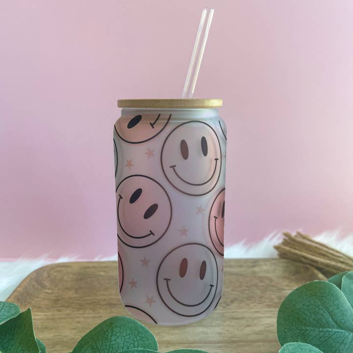 Rainbow Smiley Face Glasdose für den Großhandel von Cups4Cuties