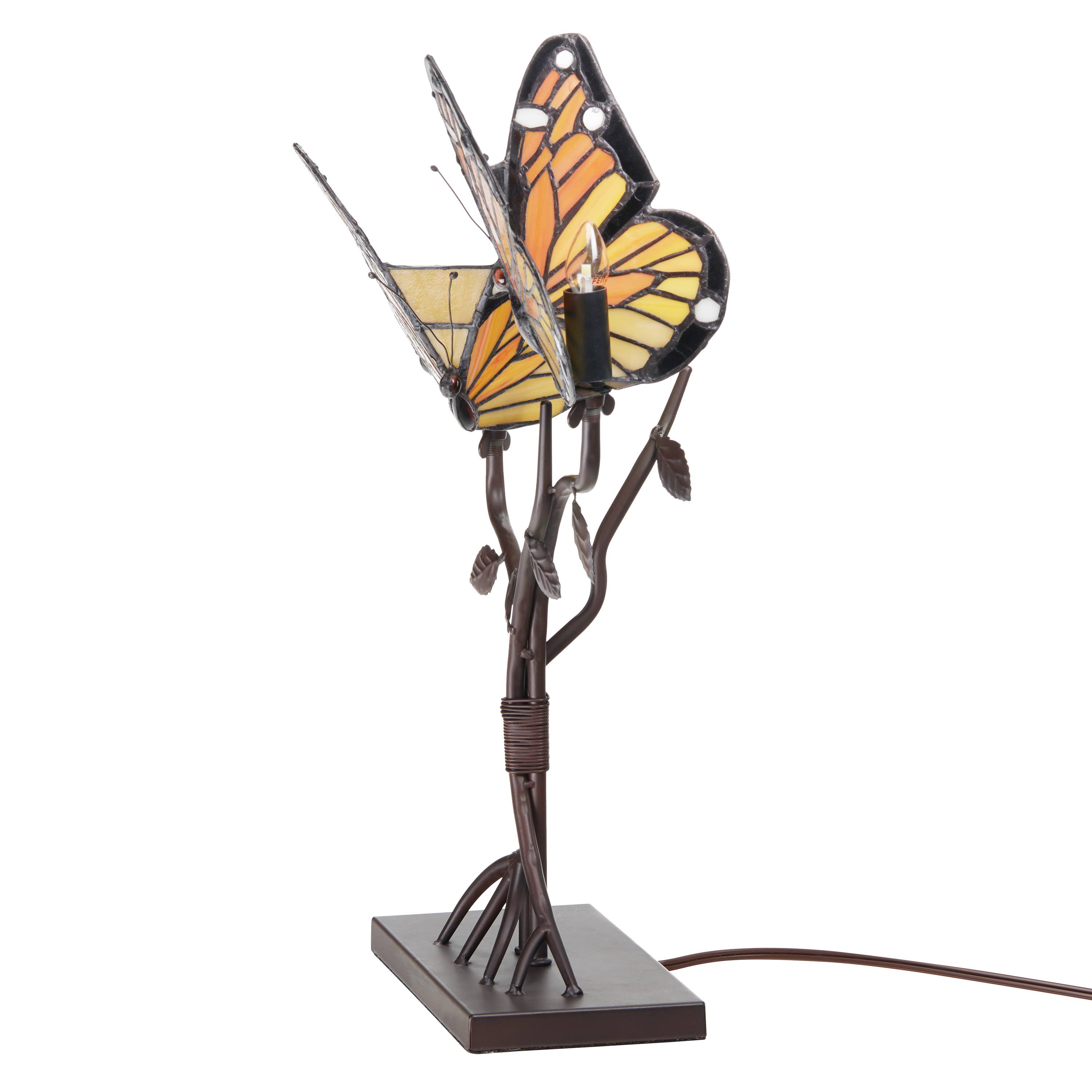River of Goods - Vente Lampes d'appoint/de bureau - Lampe de table papillon en vitrail Amelia 20,5"H8