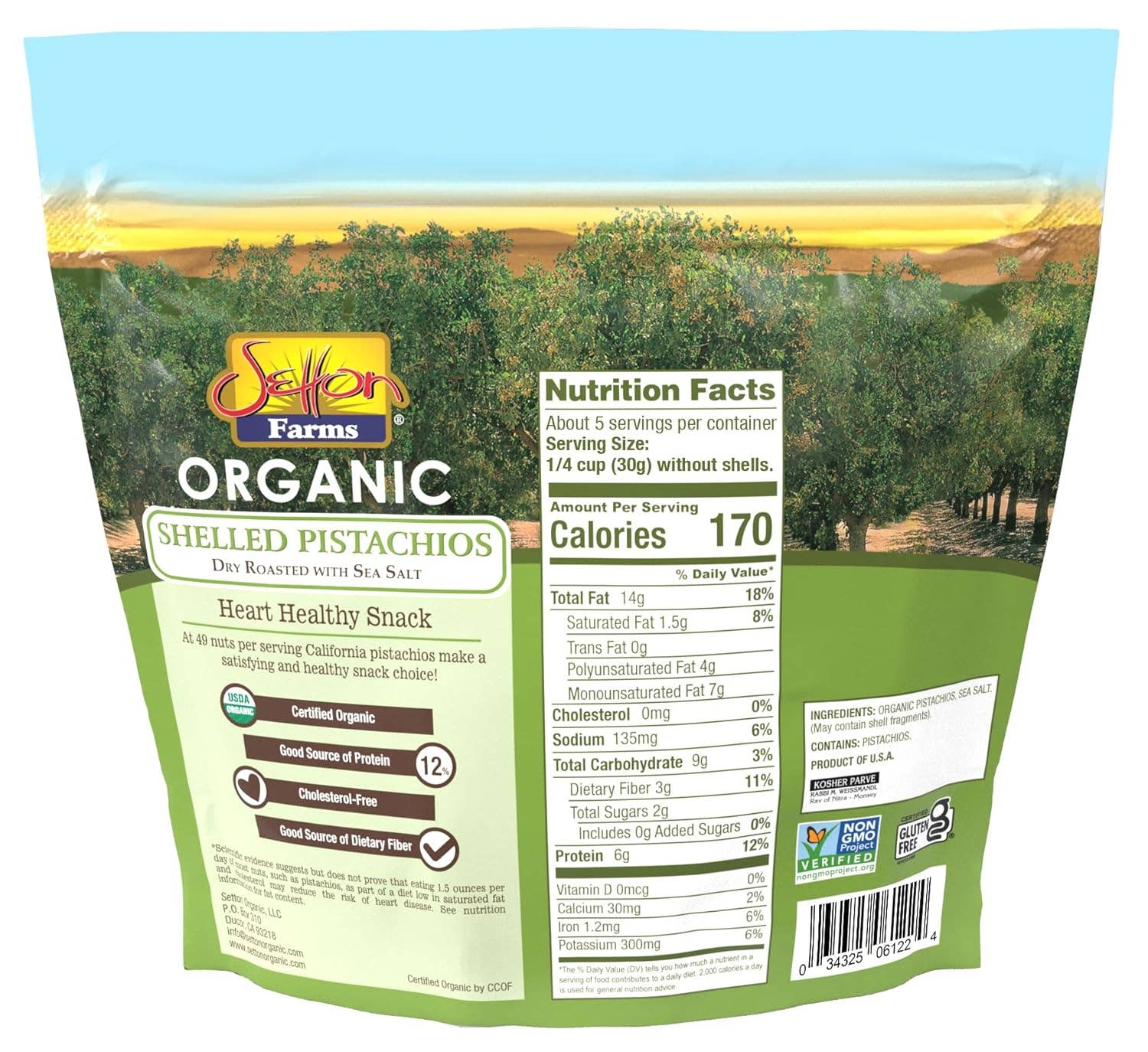 Setton Pistachio of Terra Bella - Wholesale Nuts - Setton Farms Organic Shelled Pistachios Sea Salt 5oz1