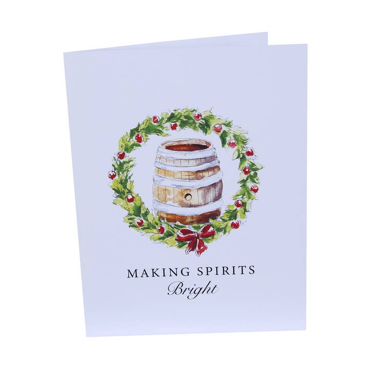 Making Spirits Bright Bourbon Christmas Greeting Card for wholesale by Barrel Down South