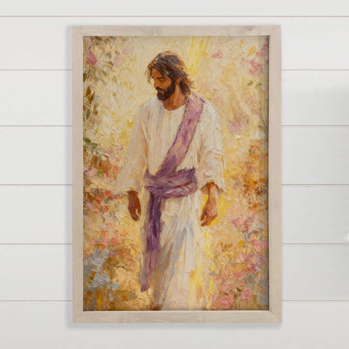 Jesus Gyldne Stråleglans - Lærredsvægkunst til Soveværelse i Bondehusstil for engroshandel hos Hangout Home