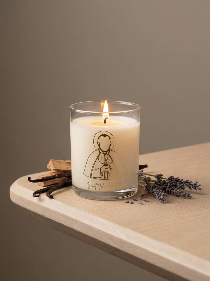 Saint John Paul II Candle for wholesale by Pax Rosa