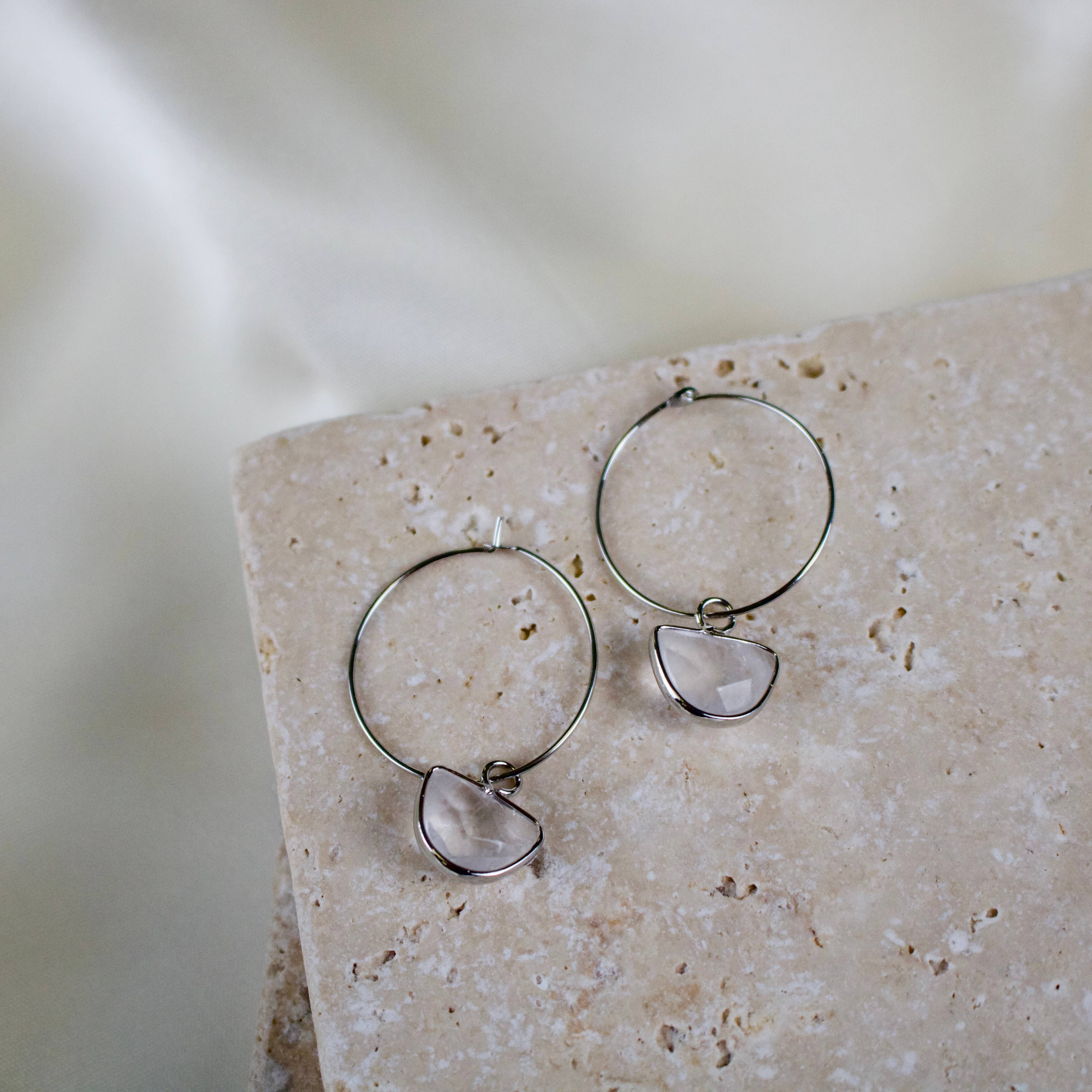 TISH jewelry - Wholesale Hoop Earrings - Aura // Clear Quartz Crystal Hoop Earrings2
